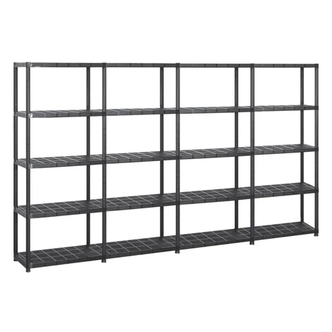 vidaXL Regál s 5 úložnými poličkami čierny 284x38x170 cm plastový
