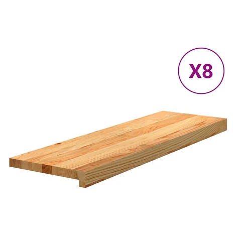 vidaXL Schodiskové stupne 8 ks svetlohnedá 80x30x2 cm dubový masív