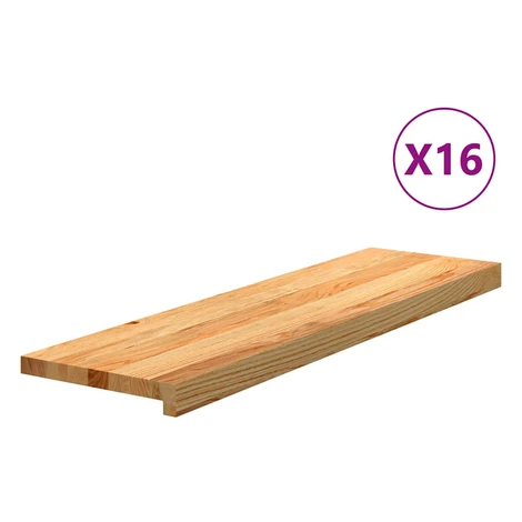 vidaXL Schodiskové stupne 16 ks svetlohnedá 90x25x2 cm dubový masív