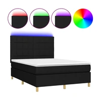 vidaXL Posteľ boxsping s matracom a LED čierna 140x200 cm látka