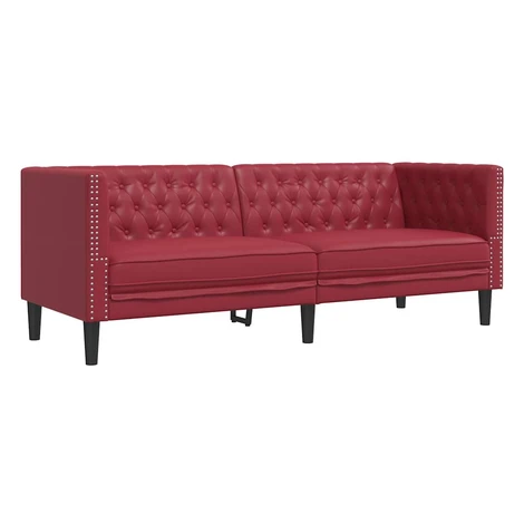 vidaXL Pohovka chesterfield 3-miestna vínovo-červená umelá koža