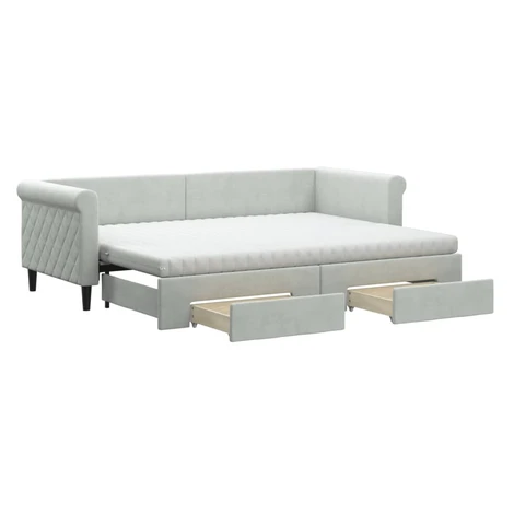 vidaXL Rozkladacia denná posteľ so zásuvkami bledosivá 80x200 cm látka