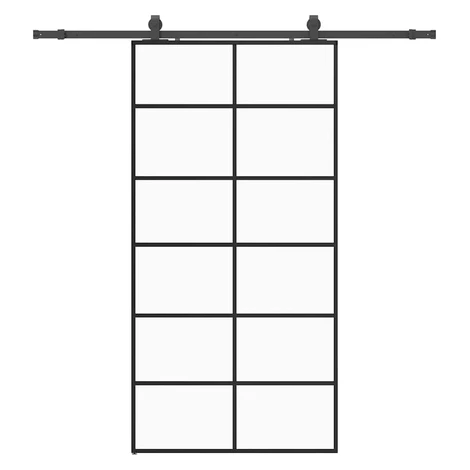 vidaXL Posuvné dvere s kovaním čierne 102x205 cm ESG sklo