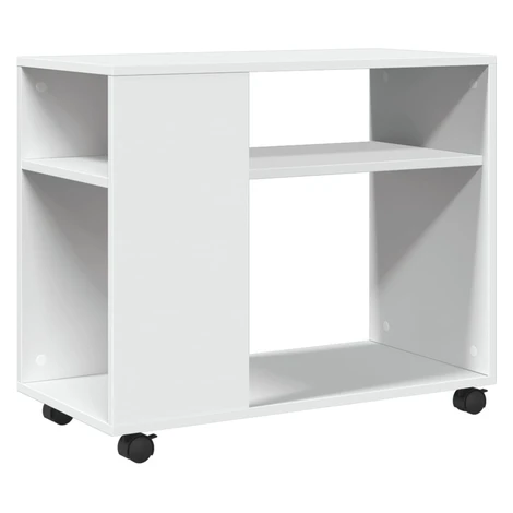 vidaXL Príručný stolík+kolieska, biely 70x35x60 cm, kompozitné drevo