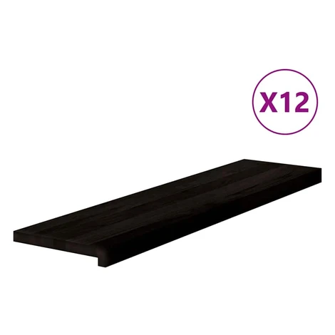 vidaXL Schodiskové stupne 12 ks hnedočierná 100x25x2 cm dubový masív