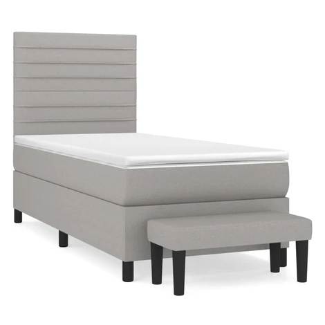 vidaXL Posteľný rám boxsping s matracom bledosivý 90x200 cm látka