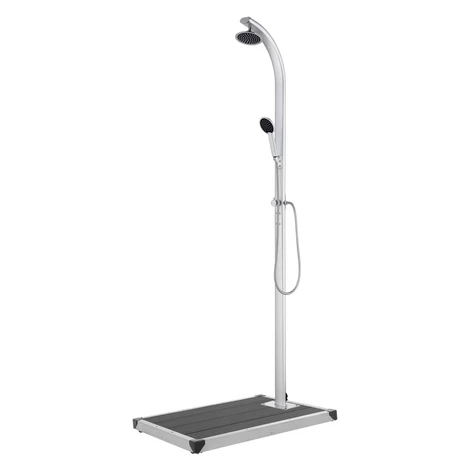 vidaXL Záhradná sprcha so sivým podstavcom 220 cm hliník