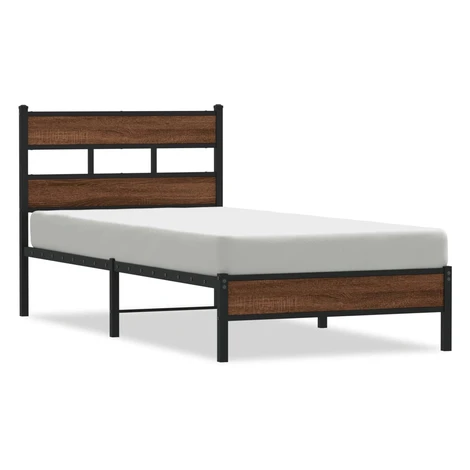 vidaXL Posteľný rám bez matraca hnedý dub 75x190 cm kompozitné drevo