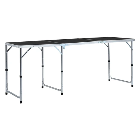 vidaXL Skladací kempingový stôl sivý 180x60 cm hliníkový