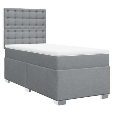 vidaXL Posteľný rám boxsping s matracom bledosivý 90x190 cm látka
