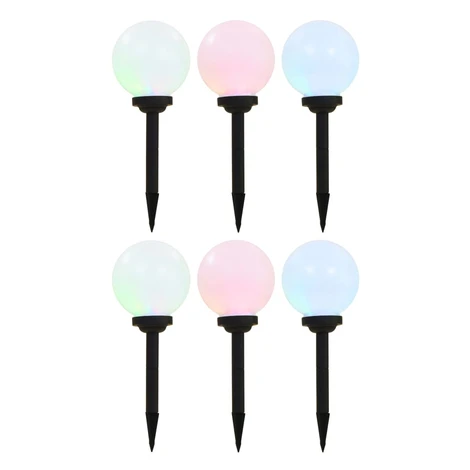 vidaXL Vonkajšie solárne lampy 6 ks 20 cm LED guľové RGB