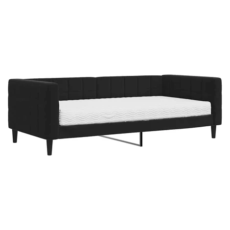 vidaXL Denná posteľ s matracom čierna 90x190 cm zamat