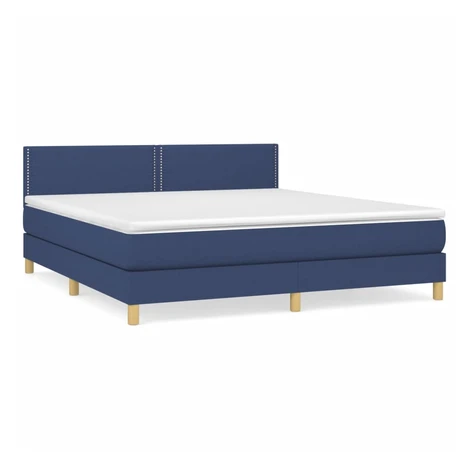 vidaXL Posteľný rám boxspring s matracom modrý 180x200 cm látka