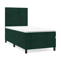 vidaXL Posteľný rám boxsping s matracom tmavozelený 90x200 cm zamat