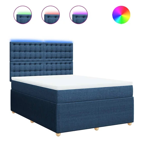 vidaXL Posteľný rám boxspring s matracom modrý 160x200 cm látka