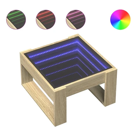 vidaXL Konferenčný stolík s nekonečnými LED dub sonoma 50x53x30 cm