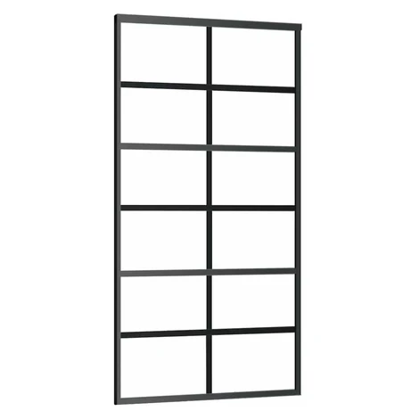 vidaXL Posuvné dvere ESG sklo a hliník 102x205 cm čierne