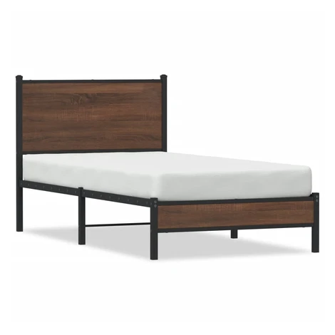 vidaXL Kovový posteľný rám bez matraca, hnedý dub 75x190 cm