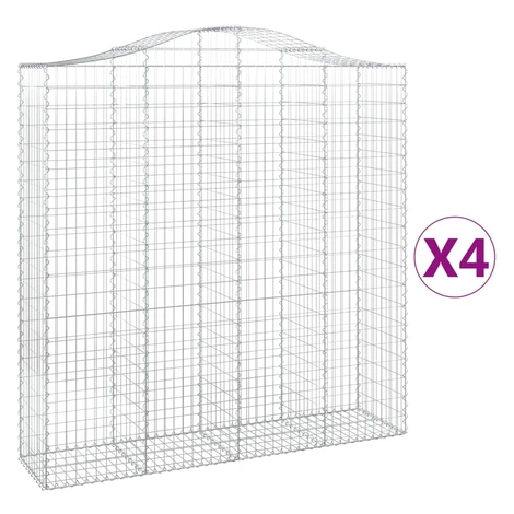 vidaXL Oblúkový gabionový kôš 4 ks 200x50x200/220cm pozinkované železo