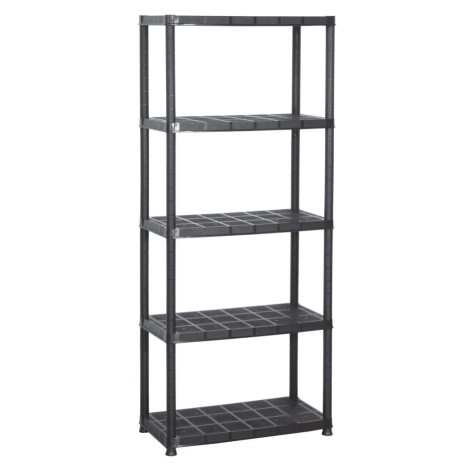 vidaXL Regál s 5 úložnými poličkami čierny 71x38x170 cm plastový