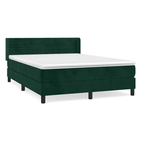 vidaXL Posteľný rám boxsping s matracom tmavozelený 140x190 cm zamat
