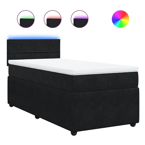 vidaXL Posteľný rám boxspring s matracom čierny 80x200 cm zamat
