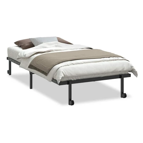 vidaXL Rám postele bez matraca Skladací Čierna 107x203 cm Oceľ