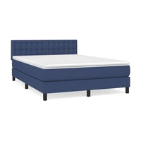 vidaXL Posteľný rám boxspring s matracom modrý 140x200 cm látka