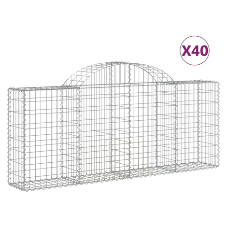 vidaXL Oblúkové gabionové koše 40ks 200x30x80/100cm pozinkované železo