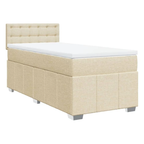 vidaXL Posteľný rám boxsping s matracom krémový 90x200 cm látka
