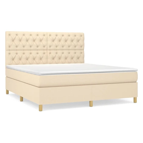 vidaXL Posteľný rám boxspring s matracom krémový 160x200 cm látka