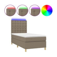vidaXL Posteľ boxsping s matracom a LED sivohnedá 90x200 cm látka