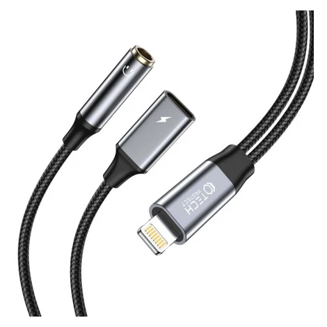 Tech-Protect Ultraboost adaptér Lightning - 3.5mm jack / lightning, šedý