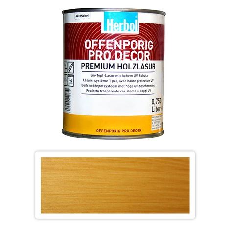 HERBOL Offenporig Pro Decor - univerzálna lazúra na drevo 0.75 l Svetlý dub 1401