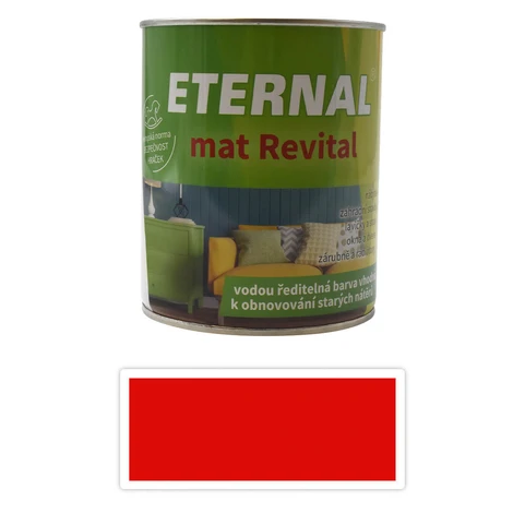 ETERNAL mat Revital - univerzálna vodou riediteľná akrylátová farba 0.7 l Červená RAL 3020