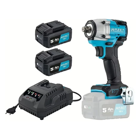 Rázový uťahovák 1/2" s 2 akumulátory 18V 5 Ah + nabíjačka - HA265176 Hazet