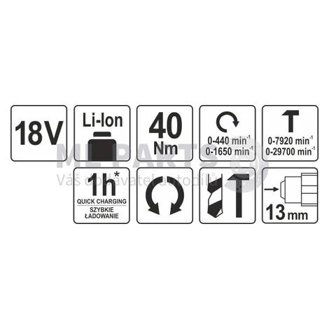 wiertarko-wkrętarka 18V Li-Ion bez akumulatora/z udarem Yato