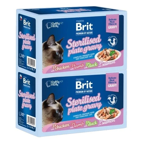 Kapsičky BRIT Premium Cat Delicate Fillets in Gravy Family Plate Sterilised 24 x 85 g