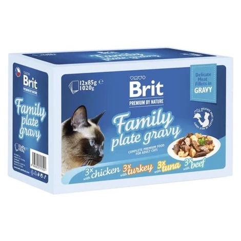 Kapsičky BRIT Premium Cat Delicate Fillets in Gravy Family Plate 12 x 85 g