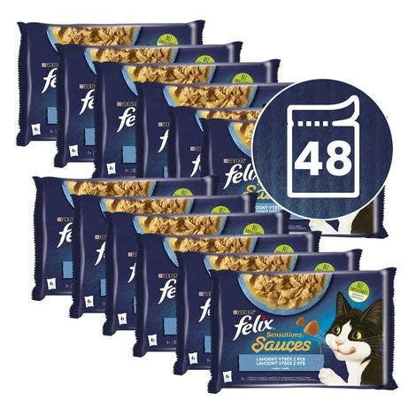 Felix Sensations Sauces kapsičky pre mačky treska, sardinky v omáčke 48x85 g