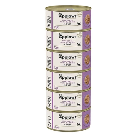 Applaws Konzerva pre mačky s makrelou a sardinkou vo vývare 6 x 70 g