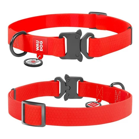 Obojok WAU DOG vodeodolný - červený 35-58 cm / 25 mm