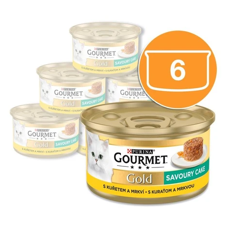 Gourmet Gold Savoury Cake konzerva pre mačky kura 6x85 g