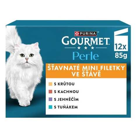 Gourmet Perle kapsičky pre mačky morka, kačica, jahňacie, tuniak v šťave 12x85 g