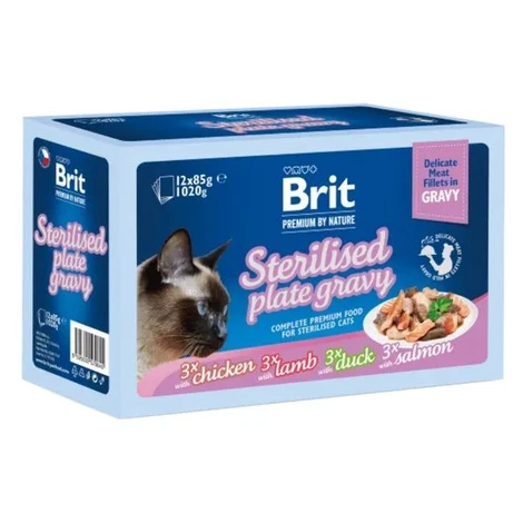 Kapsičky BRIT Premium Cat Delicate Fillets in Gravy Family Plate Sterilised 12 x 85 g