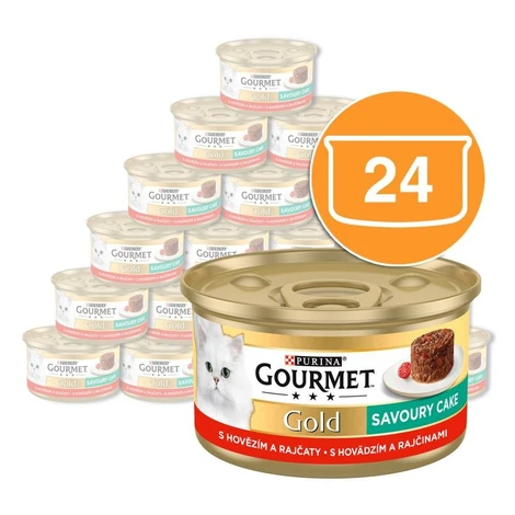 Gourmet Gold Savoury Cake konzerva pre mačky hovädzie 24x85 g