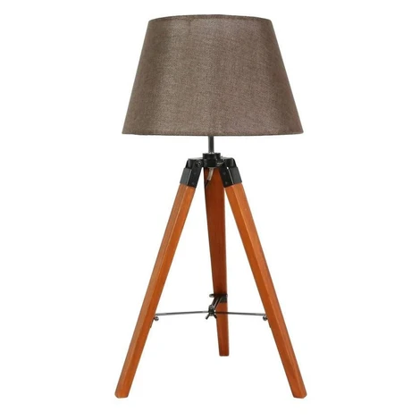 Stolová lampa trojnožka LUGANO - 1xE27, 60W, prírodné drevo/hnedá