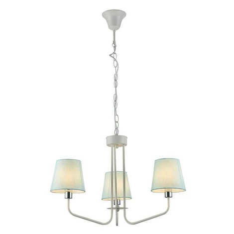 Závesný trojiramenný luster na reťazi LUMINOR - 3xE14, 60W, biely / modrý
