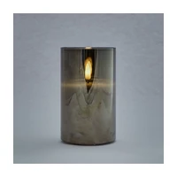LED sviečka na batérie v skle Ø 7,5 × 12,5 cm, sivá