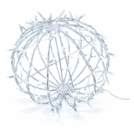 3D LED záhradná svetelná guľa, priemer 40 cm, ľadovo biela, biely kábel IP67, hliník, Easy fix DecoLED